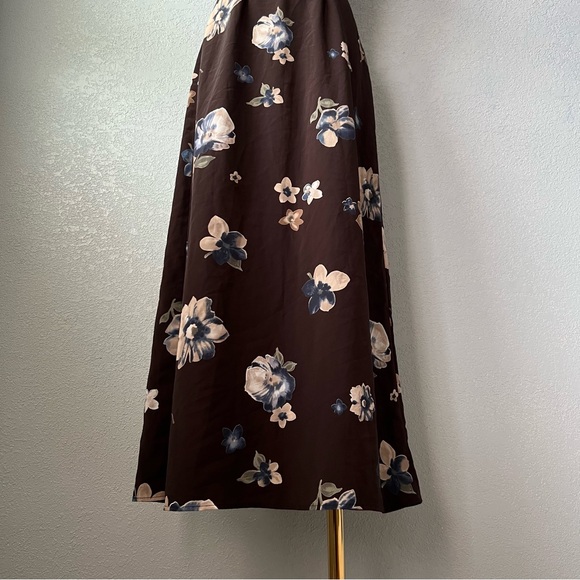 Vintage 90s Indie Brown Floral Slip Dress Spaghetti Strap Maxi Sense USA Size S - Picture 6 of 11